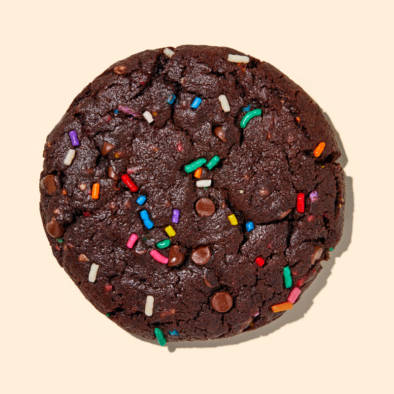 overhead of the chocolate confetti cookie