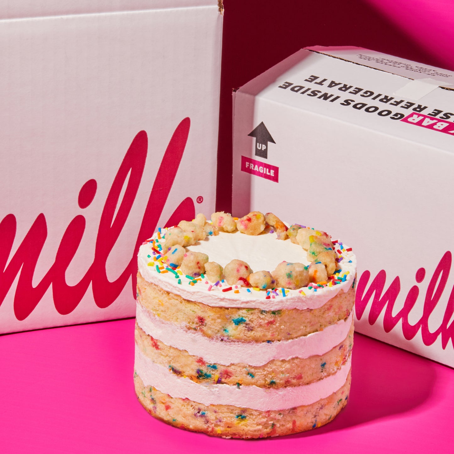 Birthday Cake with shipping boxes