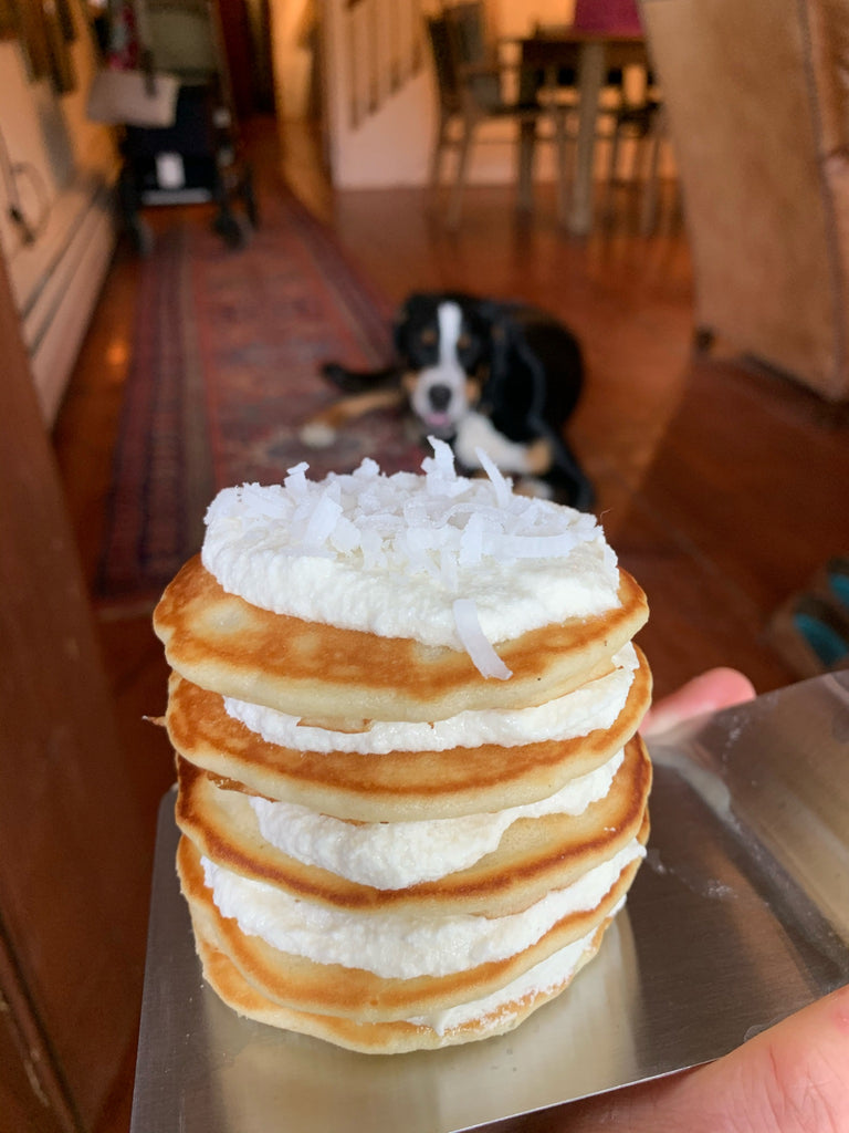 Tutti-Frutti Fluffy Pancake Cake with Creme Boolla-Boolla