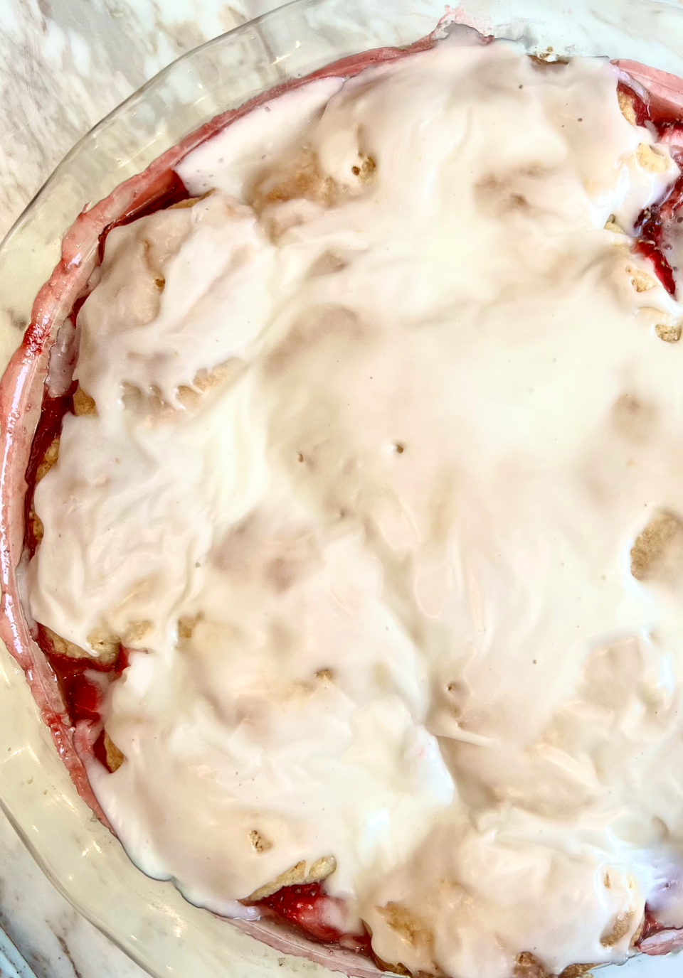 Bake Club: Frosted Strawberry Shortcake Cobbler
