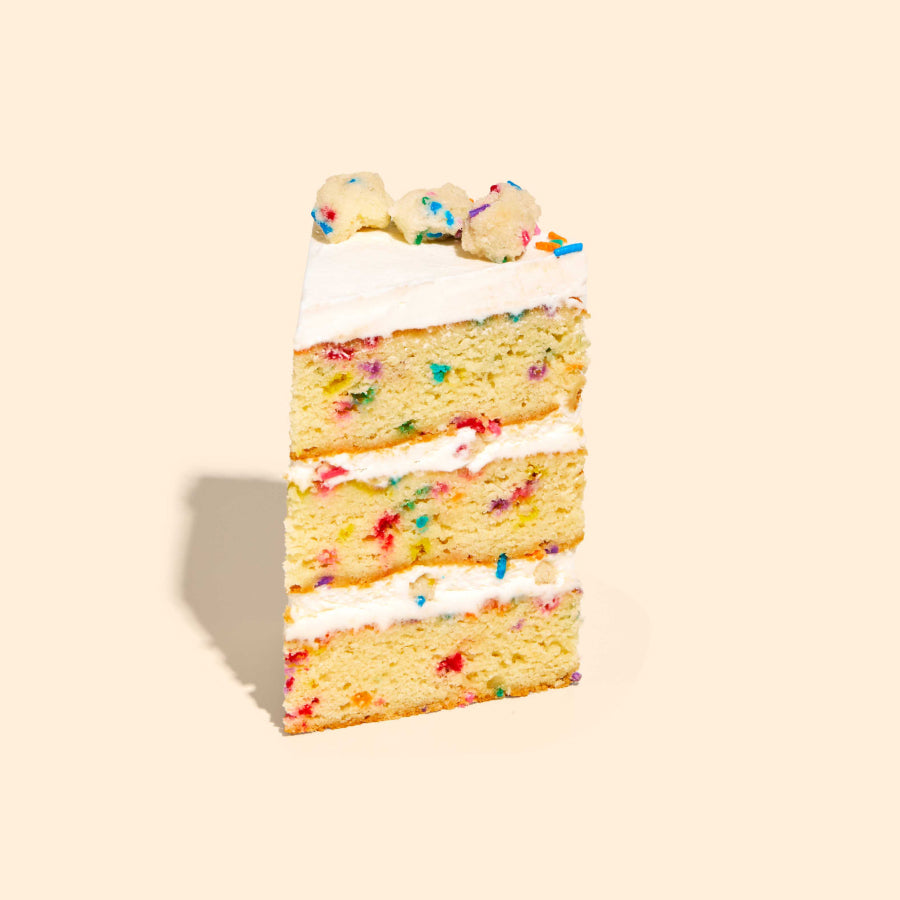 A slice of the 6-inch birthday cake