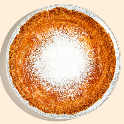 overhead view of a whole milk bar pie