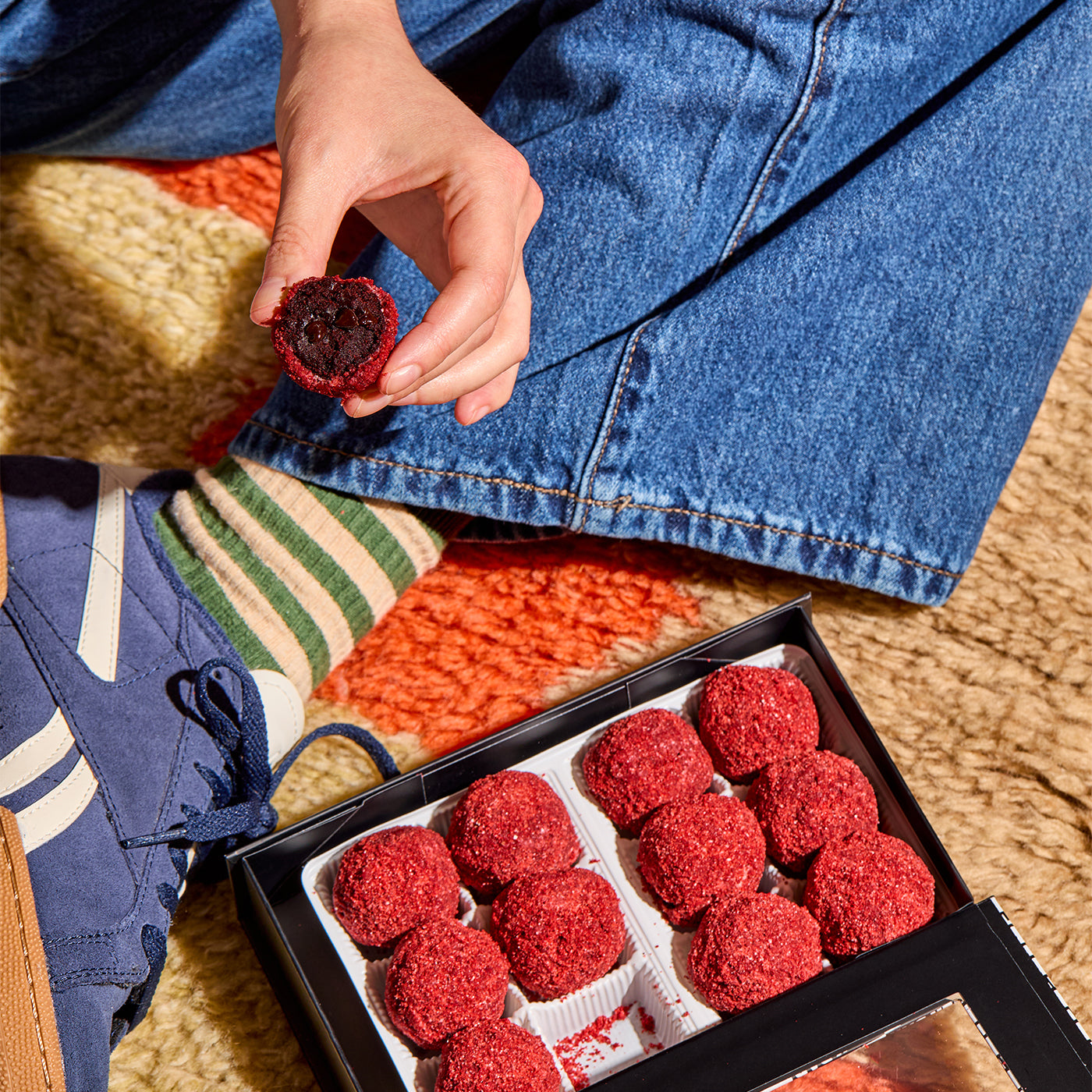 Red Velvet Cheesecake Cake Truffle Dozen Box with Band