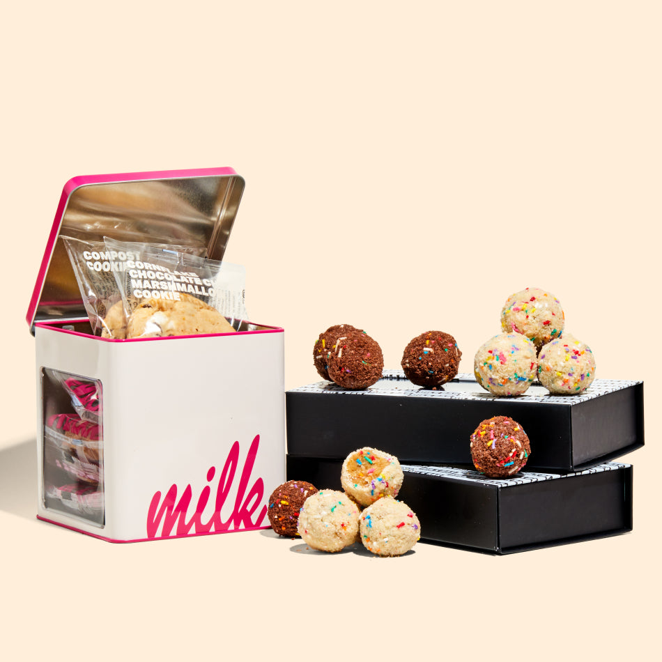 Assorted Cookie Tin with Birthday Truffle Dozen Box and Chocolate B'day Truffle Dozen Box