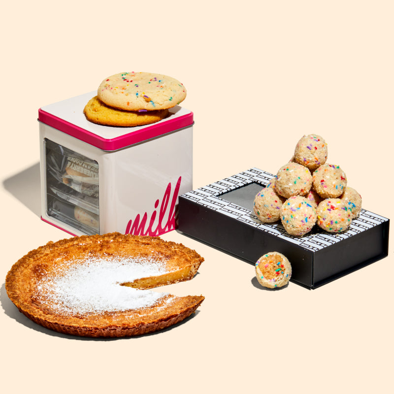 Milk Bar Pie, Assorted Cookie Tin and Birthday Truffle Dozen Box