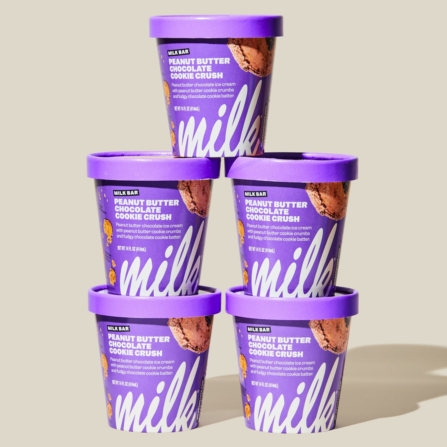 5 PB Chocolate Cookie Crush pints stacked